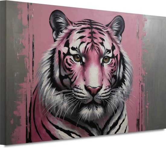 Tijger schilderij - Dieren schilderij - Canvas schilderij Verf - Klassieke schilderijen - Canvas schilderijen woonkamer - Decoratie muur 150x100 cm