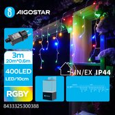 Aigostar - Guirlande lumineuse LED Icicle - 400 LEDS - 2700K - Lumières RGB - 20 mètres - IP44