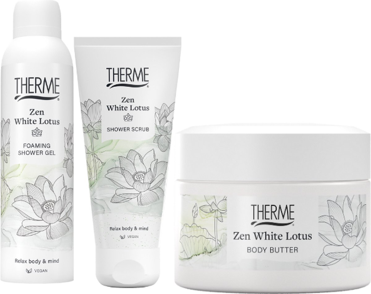 Goedkoopste Therme Cadeauset Zen White Lotus Douche, Body & Scrub