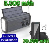 Gastrologix® Noodradio Solar Opwindbaar - 5.000 mAh - Inclusief EXTRA Powerbank 30.000mAh - Model 2024 - Radio op Batterijen - Noodpakket - Solar Powerbank - Zaklamp - Noodrantsoen - Powerbank Zonneenergie - Noodradio Opwindbaar