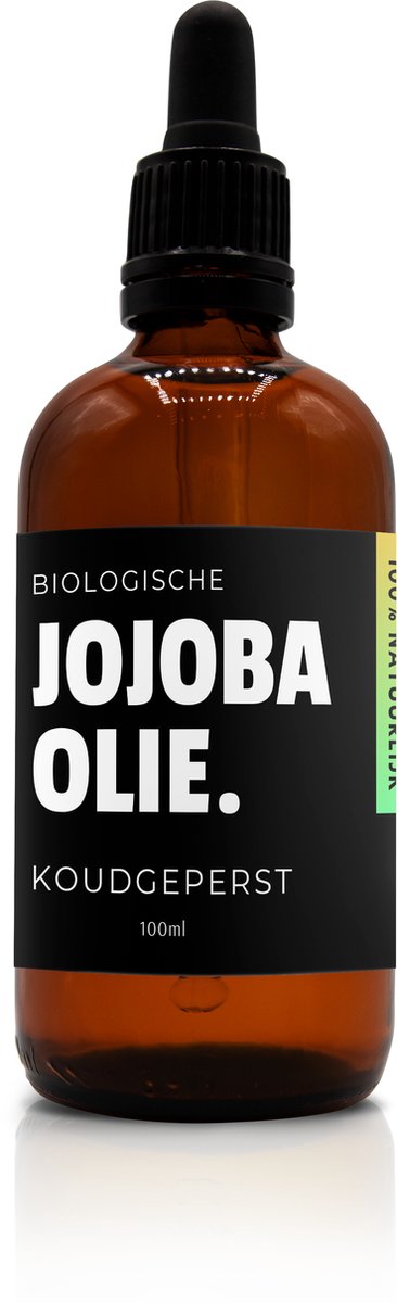 Natuurbazen Jojoba Olie – 100% Biologisch, Puur & Koudgeperst – 100ml in Donkere Glazen Fles met Pomp –Jojoba Olie als Gezichtsolie, Haarolie & Huidolie – Rijk aan Omega 9 & Vitamine E