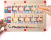 Magnetisch Doolhof & Kleurenoefening - Trein & Wagons - Houten speelgoed - Montessori - Sorteren - Magnetisch speelgoed - 3 jaar of ouder - Kleuren en Motoriek - Magneetpen