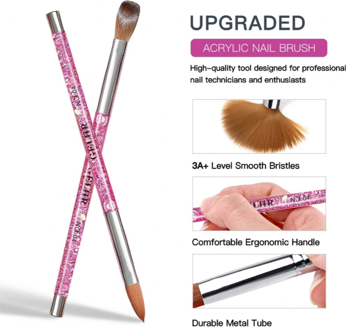 Goedkoopste GUAPÀ® Acryl Penseel | Nagel Penselen | Nail Art penselen | Nail Brush | Nepnagels | Acrylic Nails | Acryl Brush Nr 4 | Acryl Forms | Roze Acryl Penseel Maat 4