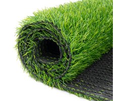 Tapiso Natural Deluxe Grastapijt Kunstgras Groen voor Tuin Balkon Terras Veranda Hoogte 20 mm Maat- 133x800