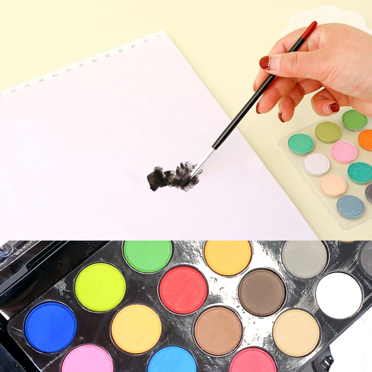 Tekenkoffer Set-Tekenset-Art Tekendoos-Kleurkoffer voor kinderen-knutselpakketten-schilderskoffer-200-Delige Tekenpakketten/ Schilderset -ROZE Meisje-Aquarel-Verf,Krijt,Stiften,Waskrijt,Oliepastels,Kleurpotloden en Toebeho+ potlood- en gumset — afbeelding 8