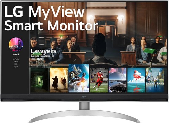 LG MyView 32SQ700S - 4K Smart Monitor - Smart TV - WebOS - Wi-Fi - Apple AirPlay - USB-C 65w - RJ45 - 32 inch
