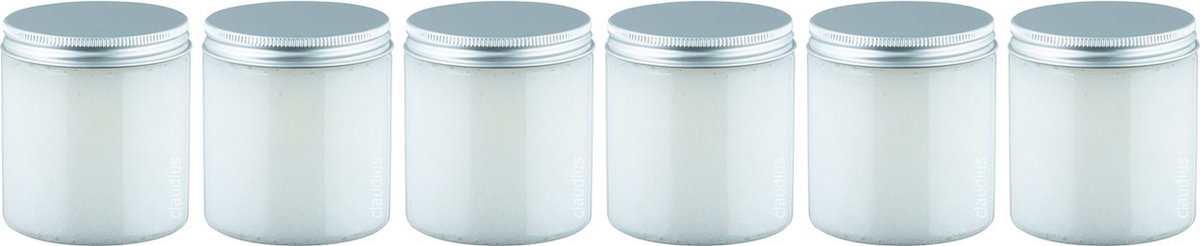 Goedkoopste Luxe Verzorgende Bodyscrub-Gel Bamboe - 400 gram - Pot met aluminium deksel - set van 6 stuks - Hydraterende Lichaamsscrub
