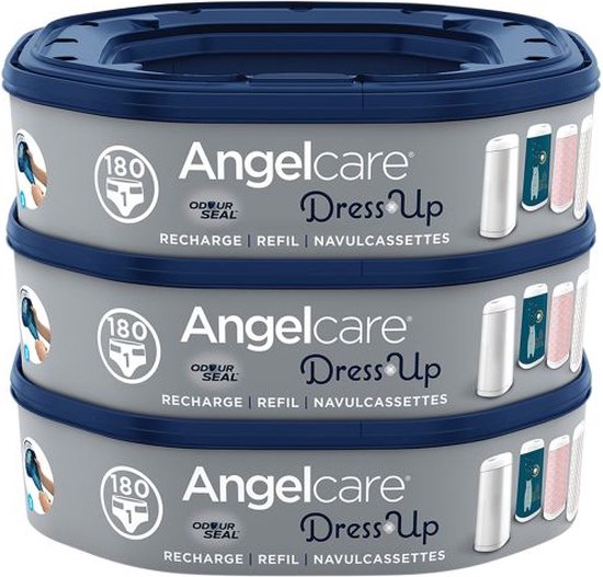 AngelCare Navulling Luieremmer Baby - Achthoekige Navulcassettes - Voor Dress Up - 3 Stuks - Angelcare