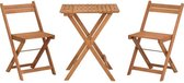 FSC Acacia Wood Set - samengesteld uit een vierkante tafel en 2 -opvouwbare stoelen