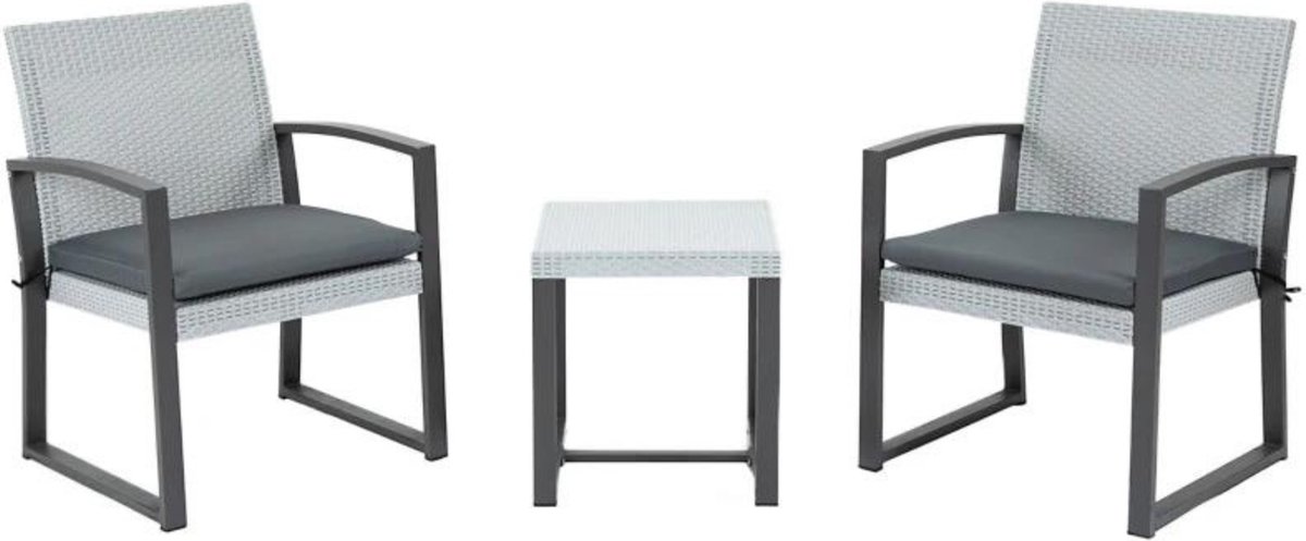 Bol.com Balkonset 2 personen - Tuinset - Bistroset - Zwart - 3 delig - Met kussens - Tuintafel en 2 stoelen - 3 personen - Gecoa... aanbieding