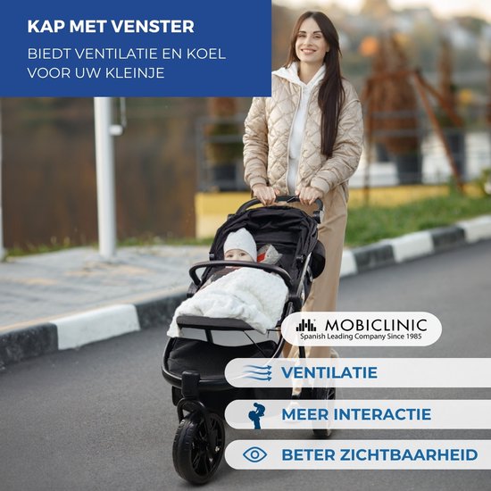 Mobiclinic Agnes - Kinderwagen met 3 wielen - Lichtgewicht - Buggy - Terreinwielen - 5-puntsgordel - Sport-Kinderwagen - Achterzak - Zwart van Mobiclinic — afbeelding 5