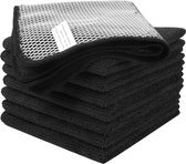 Bastix - Microvezel vaatdoeken vaatdoeken wasbaar theedoeken met poly-mesh schuurzijde afwasdoeken keuken huishoudelijke doeken doeken keuken, 8 stuks, 30cmx30cm (zwart)