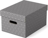 Middelgrote Opbergdoos met Deksel Set van 3 - Opbergen en Organisatie voor Thuis / op Kantoor - 100% Gerecycled Karton - Geometrisch Ontwerp Grijs 628283 - Opbergbox