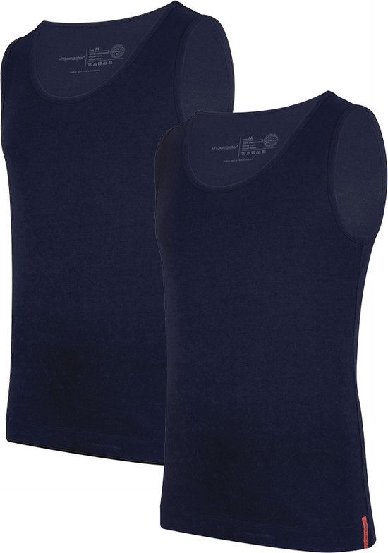 Undiemeister - Tanktop - Tanktop heren - Slim fit - Onderhemd - Gemaakt van Mellowood - Ronde hals - Storm Cloud (blauw) - 2-pack - S