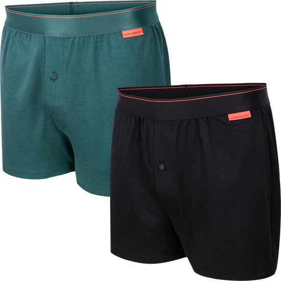 Undiemeister - Boxershort multipack - Boxershort heren - Ondergoed - Onderbroek mannen - Gemaakt van Mellowood - Boxer briefs - Zwart/Groen - 2-pack - XL