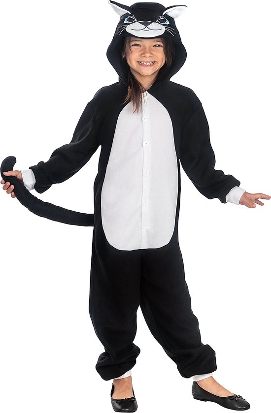 FUNIDELIA Katten kostuum - Katten onesie voor kinderen - Maat: 107 - 113 cm