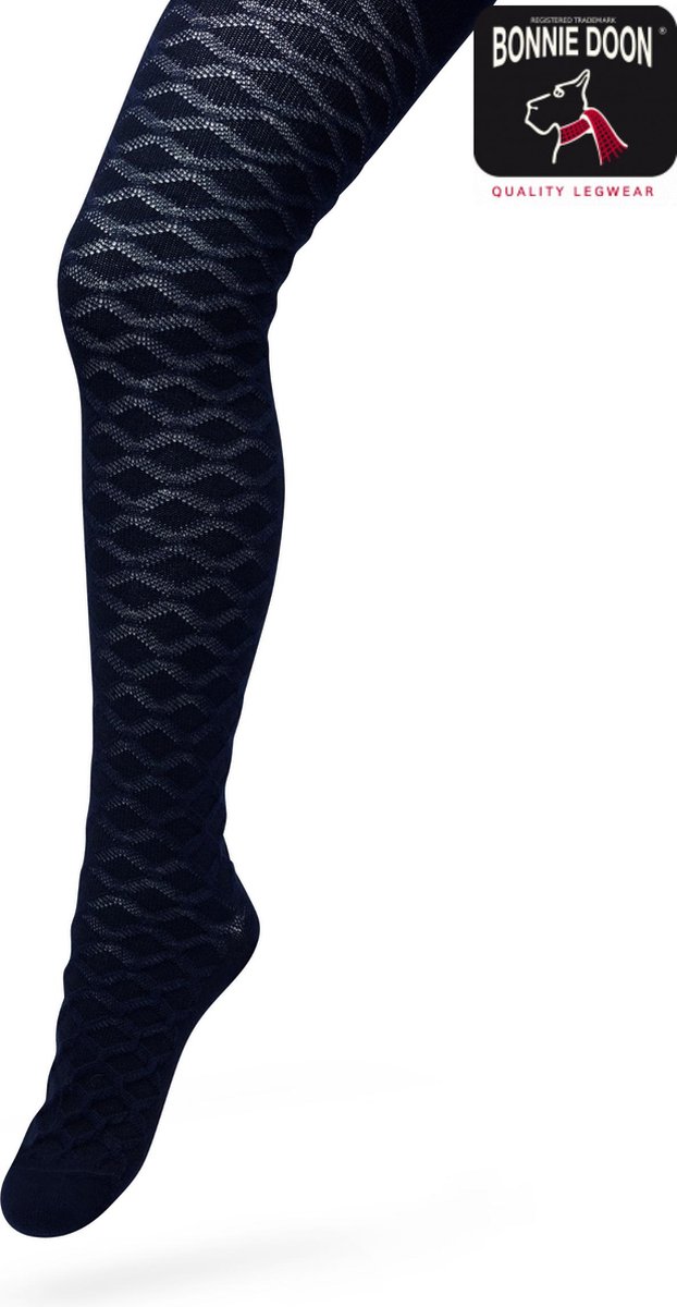 Bonnie Doon Bio Kabel Maillot Meisjes Donker Blauw maat 164/182 L - Ingebreid Kabel patroon - Biologisch Katoen - Uitstekend draagcomfort - Cable Tights - OEKO-TEX - Gladde Naden - Klassiek - Dark Blue - BP213902.111