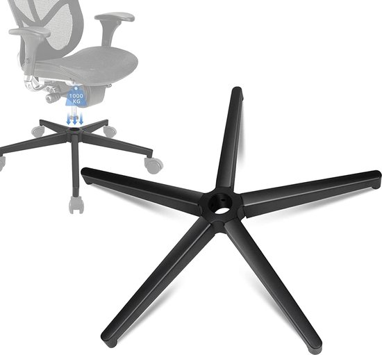 Bureaustoel met 5-sterren voetkruis en kruissteun in zwart metaal - Draaistoel geschikt voor 11 mm x 22 mm wielen - 50 mm gasveer