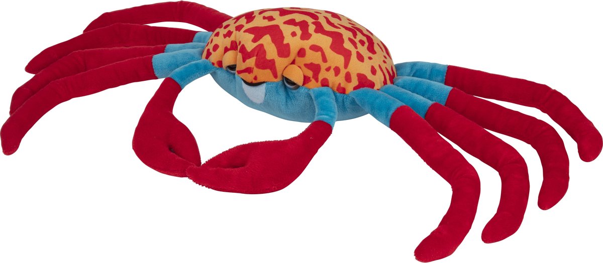 Nature Planet Knuffeldier Krab - zachte pluche stof - premium knuffels - rood/blauw - 65 cm