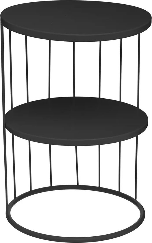 Table d'appoint design Atmosphera Kobu - Table basse - L. 36 x B. 36 x H.52 cm - Zwart - Table d'appoint