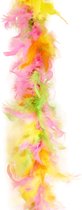 Funny Fashion Carnaval verkleed boa met veren - geel/roze - 200 cm - 45 gram - Glitter and Glamour - veel veertjes