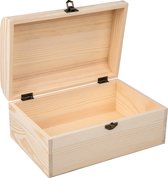 Rayher hobby Houten koffer kistje - sluiting/deksel - 24 x 16 x 11 cm - Sieraden/spulletjes - opberg box - kleine kistjes - pennendoos