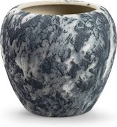 Jodeco Plantenpot/bloempot Marble - wit/zwart - keramiek - D18 x H16 cm - hotel chique