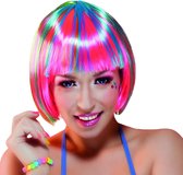 Perruque Pebbles cheveux artificiels colorés coiffure bob couleurs néon disco arc-en-ciel costume carnaval soirée à thème