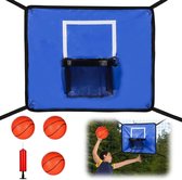 Bastix - Basketbalkorf voor trampoline, met behuizing, 3 miniballen en 1 pomp, voor kinderen en volwassenen, binnen en buiten om te spelen
