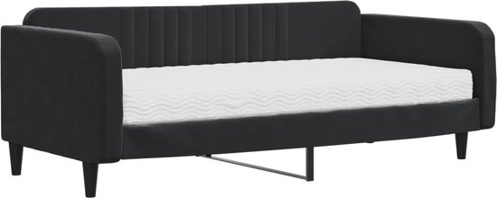vidaXL - Slaapbank - met - matras - 100x200 - cm - fluweel - zwart