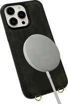 iPhone 15 Backcase hoesje - CaseMe - Effen Zwart - Kunstleer