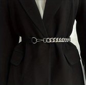 AliRose - Taille Ketting Riem - Zwart & Zilver - Luxe en Elegante Stijl - Jurk Riem - TailleRiem - Taille - Dames - Omslag - Accessoire voor Dames