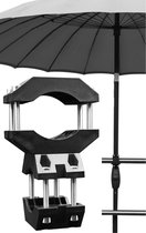 Support de parasol stable V3 - pied de parasol pour balcon et rampe ronde et angulaire - montage de parasol sans perçage gris-noir