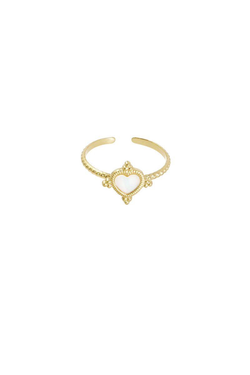 Ring - Yehwang - Goud - Wit - Hart - Natuursteen - Stainless steel sieraden