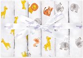 Set van 6 mousseline doekjes voor baby's - 100% puur biologisch katoen - Ademende en ongelooflijk zachte spuugdoekjes - Jungle Dieren - Safari - 70 cm x 70 cm