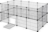 Dierenren - Hondenren Buiten - Konijnenhok voor Binnen - Konijnenren - Kippenren - Ren - Dierenverblijf Buiten - 142 x 71 x 71 cm - Zwart