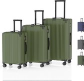 Voyagoux® - Set de valises de voyage - Valises - 3 pièces - Valise de voyage à roulettes - Vert olive - Serrure TSA