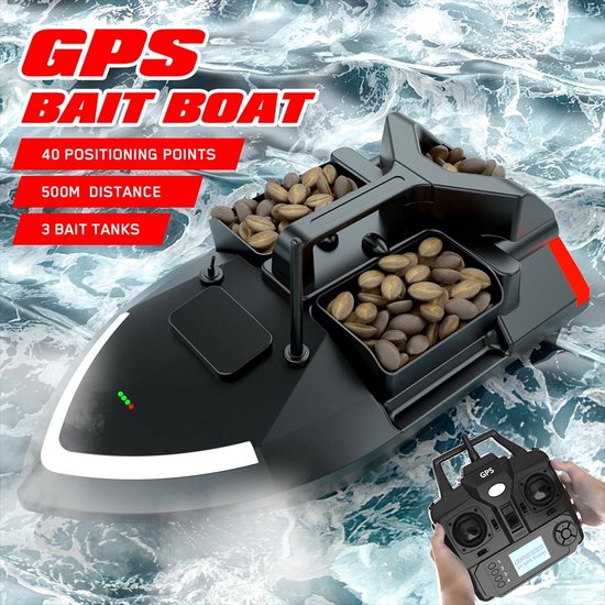 Bateau-appât Radiocommandé (RC) Pour Pêche - Portée 500 M, Capacité 8 Kg, Retour Auto, 4 Bacs - Neuf