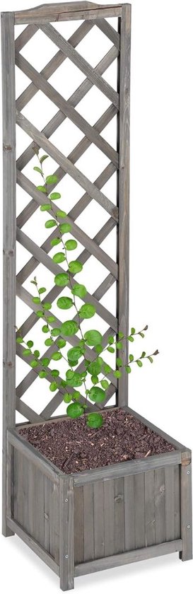 Foto: Luxe klimrek planten plantensteunen voor klimplanten wandrek voor buiten hout nature 38x147cm grijs