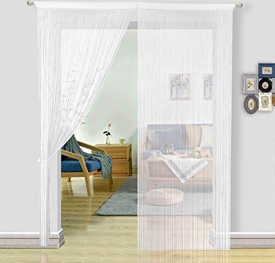 Kralengordijn voor deuren, woonkamer, als ruimteverdeler of decoratie, textiel, wit, 244 x 229 cm