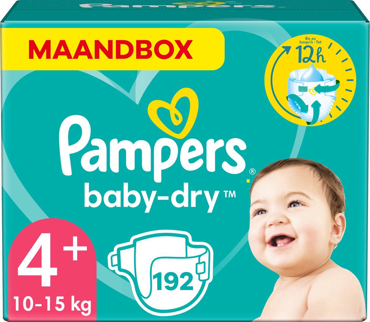 Pampers - Baby Dry - Maat 4+ - Maandbox - 192 stuks - 10/15KG - Pampers