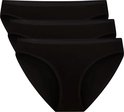 Drie zwarte taille slips van bamboe met een subtiele ribbelband.