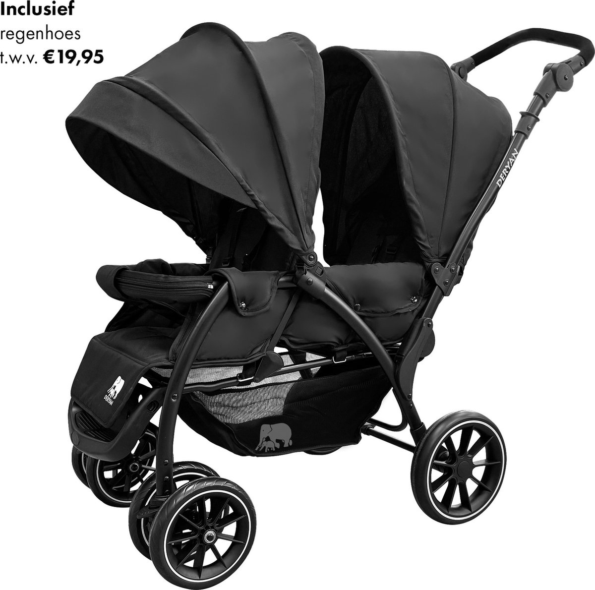 Deryan Luxe Elena Dubbele buggy- duo buggy – tandem buggy – Compact en lichtgewicht - Deryan