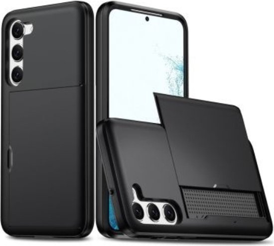 Coque ShieldCase adaptée pour Samsung Galaxy S23 Plus étui porte-cartes avec curseur (noir) - Coque Samsung Galaxy S23 avec porte-cartes - Espace pour 1 carte