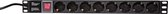 LogiLink PDU8C01 19 inch Stekkerdoos voor patchkast 1 HE Geaarde contactdoos Met schakelaar Zwart