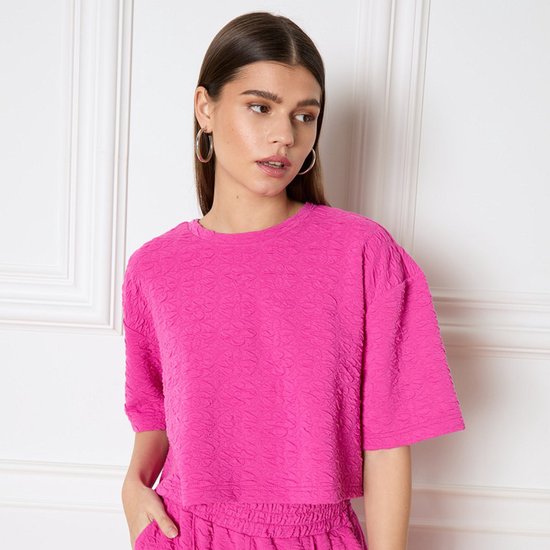 Refined Department Cropped t-shirt CLARA Fuchsia - maat S