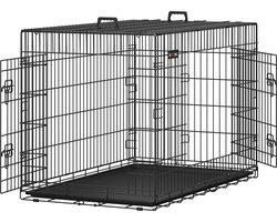 SONGMICS | Heavy Duty Grote Opvouwbare Hondenbench | Opvouwbaar Bench voor Hond of Hond | 2 Deurs Kennel | Voor Thuis of in de Auto | Autobench - Maat XXL | Afm. 122 x 76 x 81 cm. Kleur: Zwart