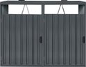 Antraciet metalen kliko ombouw voor twee containers, met dubbele deuren en open bovenkant.