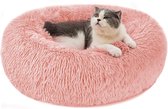 Hondenbed Kattenbed Fluffy - Zacht Pluche - Comfortabel Slaapbed voor Huisdieren - Verschillende Maten Beschikbaar - (S, roze)