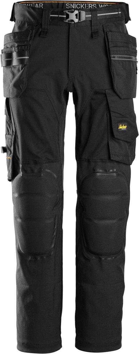 Snickers 6590 AllroundWork, Stretch Werkbroek Capsulized™ Kniebeschermers Holsterzakken - Zwart/Zwart - 54